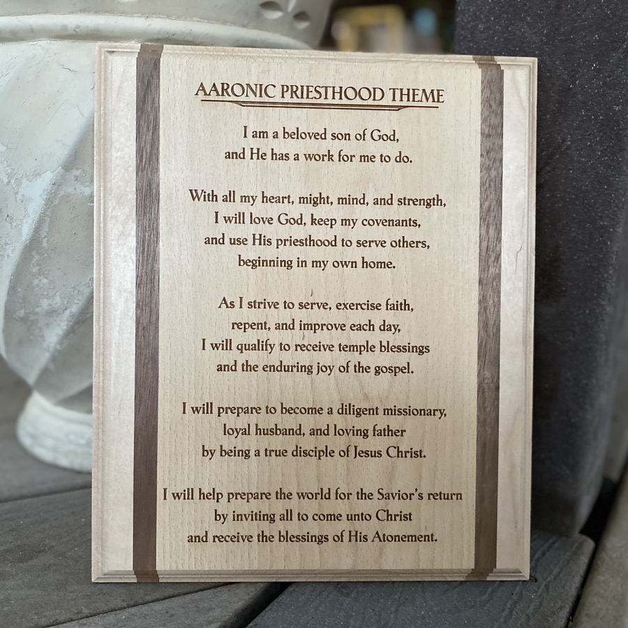 Aaronic Priesthood Theme plaque Wild West Trading Company